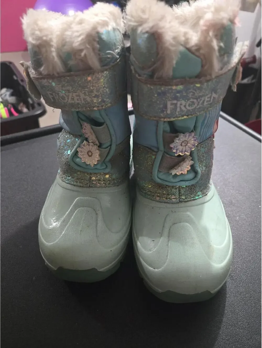 Disney Frozen Elsa & Anna Girls Glitter Winter Snow Boots Size 11Y - Picture 1 of 6
